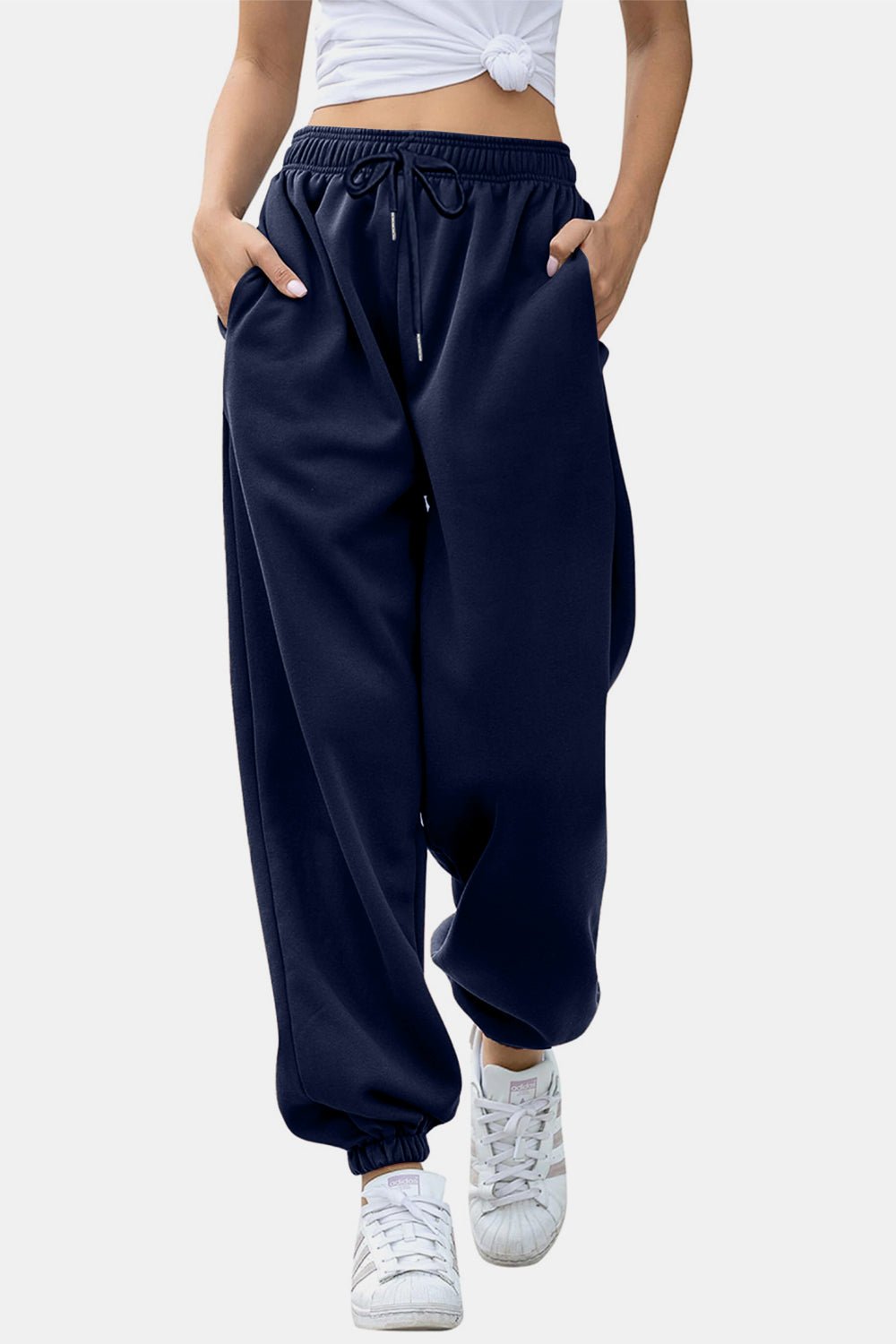 Elastic Waist Joggers with Pockets - OMG! Rose