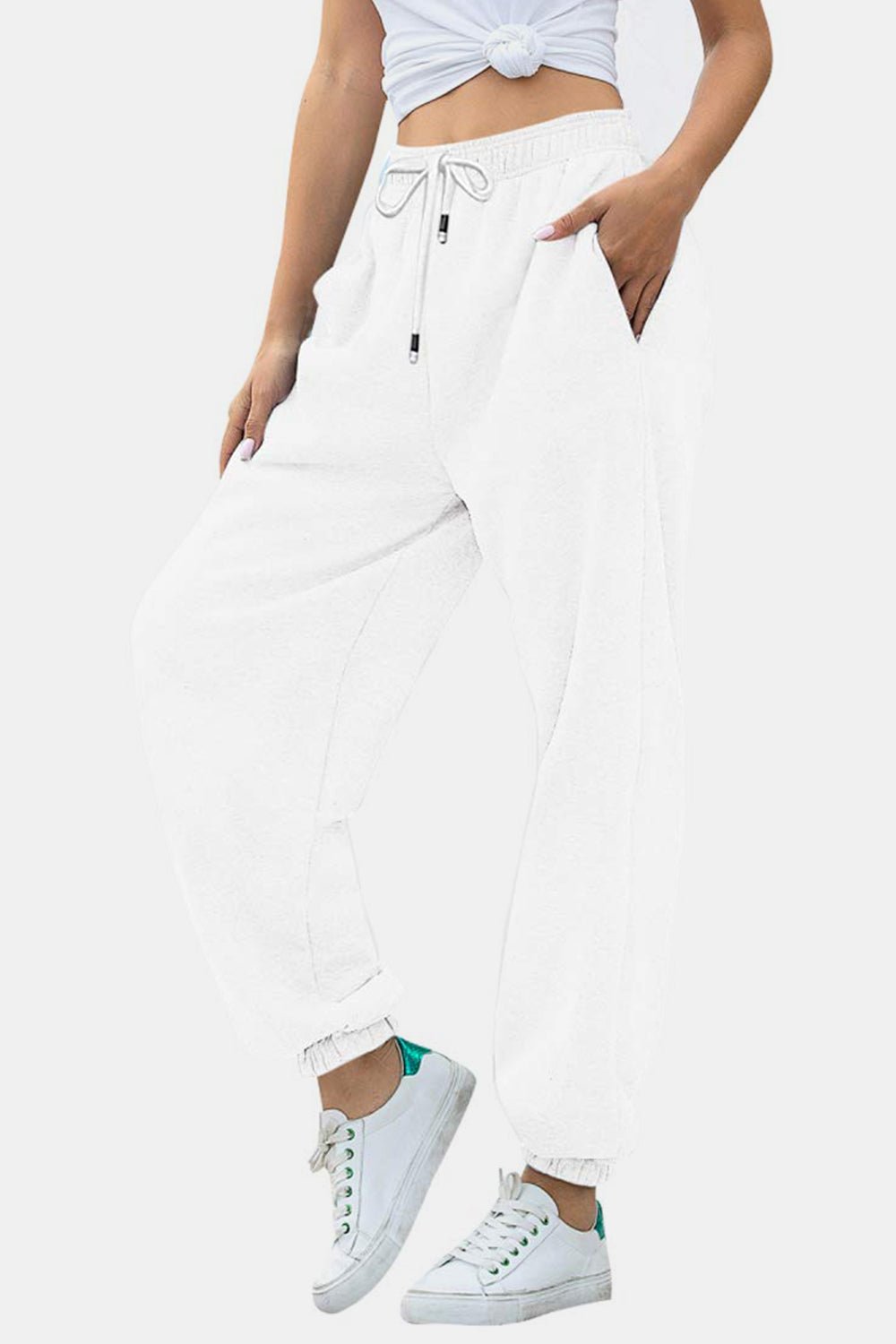 Elastic Waist Joggers with Pockets - OMG! Rose