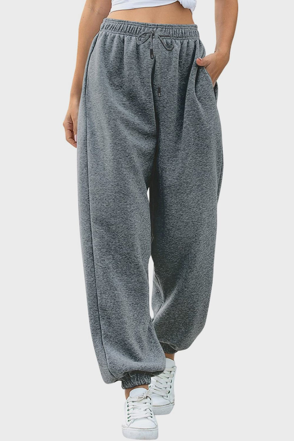 Elastic Waist Joggers with Pockets - OMG! Rose