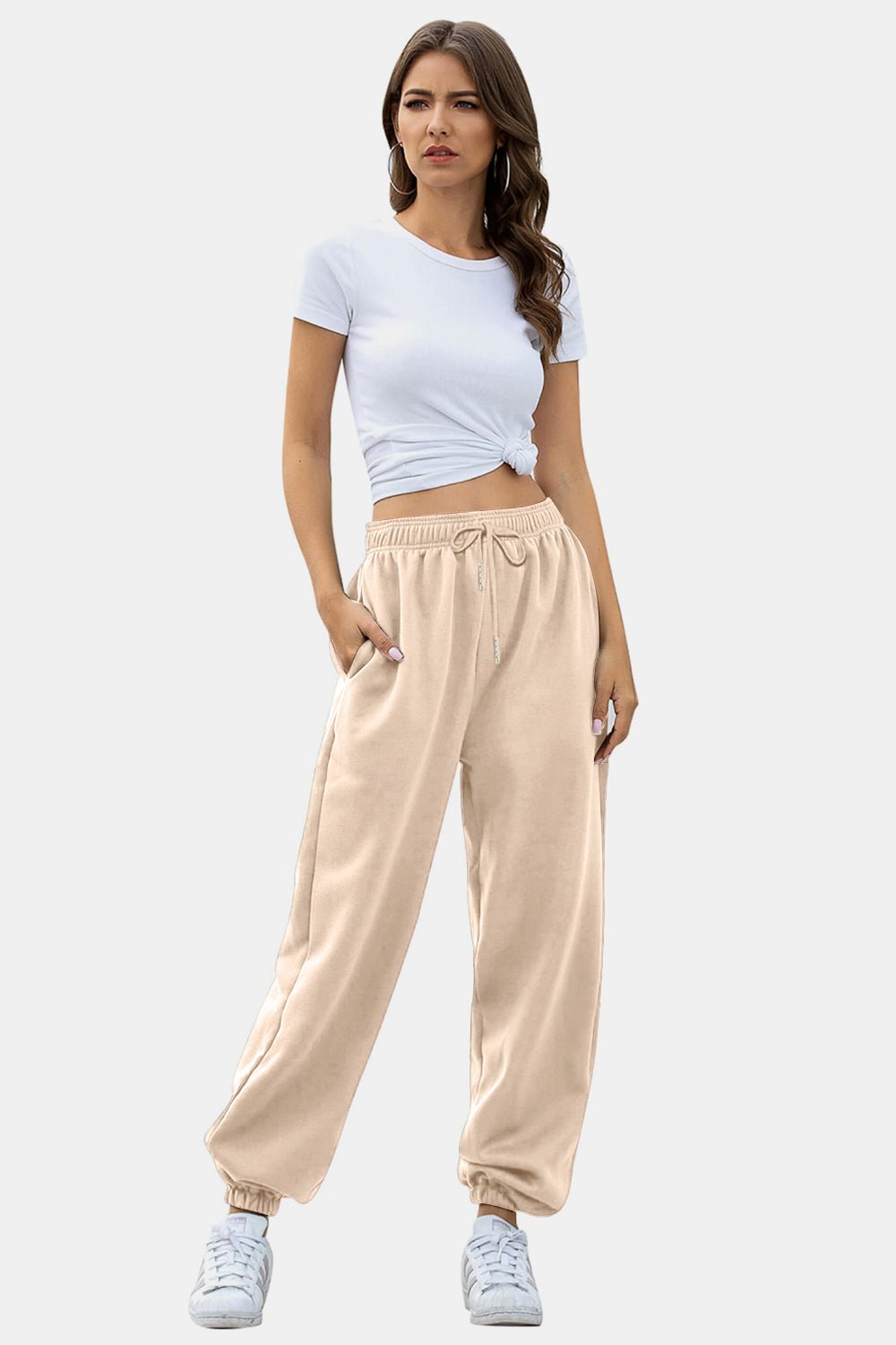 Elastic Waist Joggers with Pockets - OMG! Rose