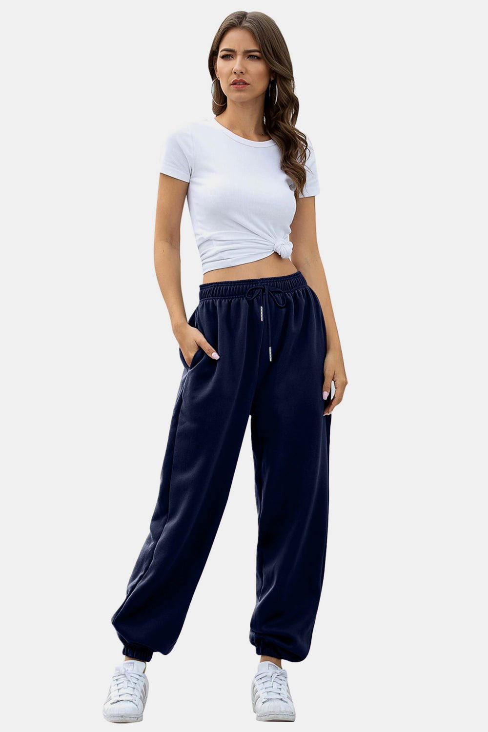 Elastic Waist Joggers with Pockets - OMG! Rose