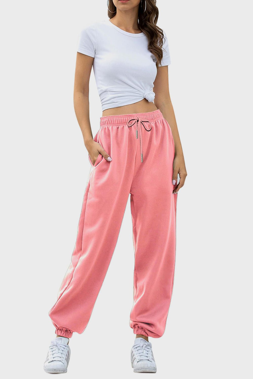 Elastic Waist Joggers with Pockets - OMG! Rose