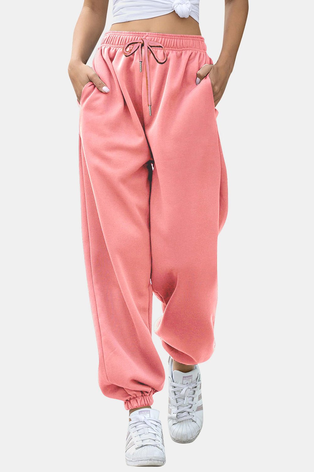 Elastic Waist Joggers with Pockets - OMG! Rose