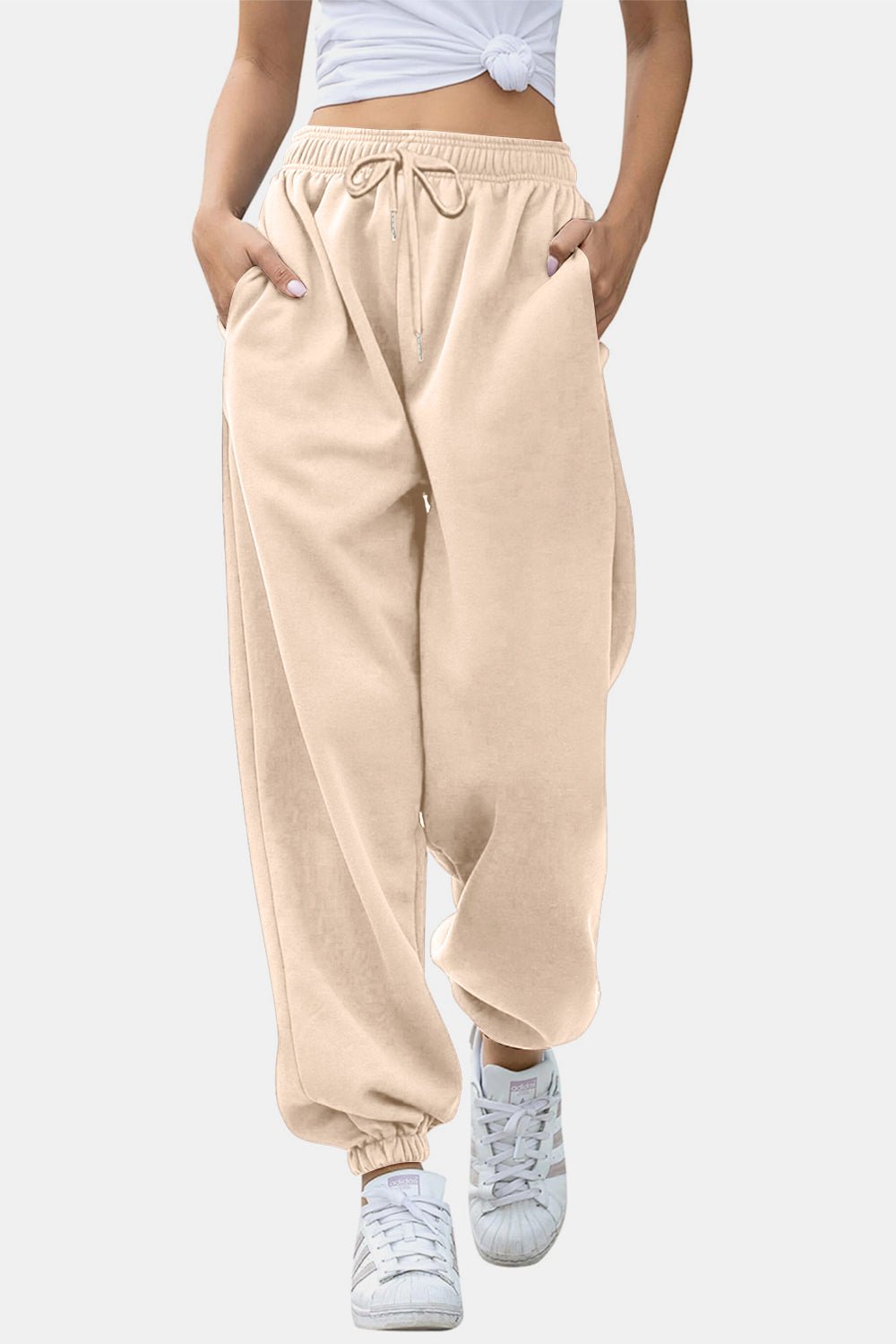 Elastic Waist Joggers with Pockets - OMG! Rose