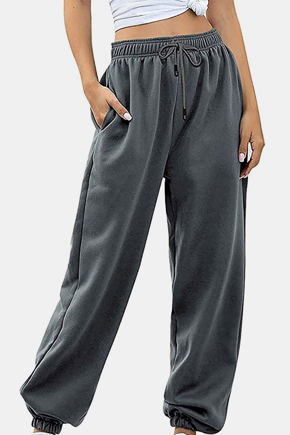 Elastic Waist Joggers with Pockets - OMG! Rose