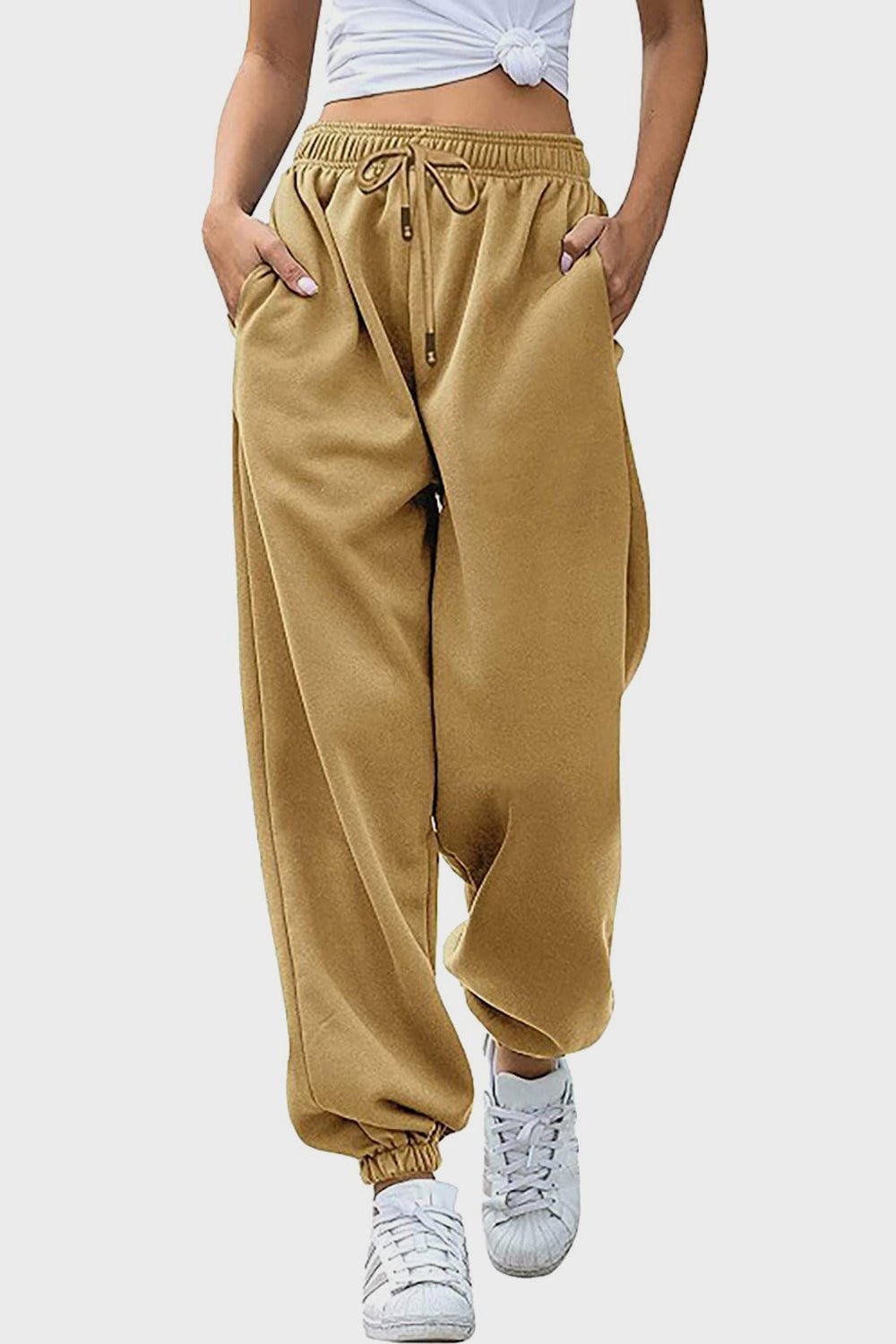 Elastic Waist Joggers with Pockets - OMG! Rose