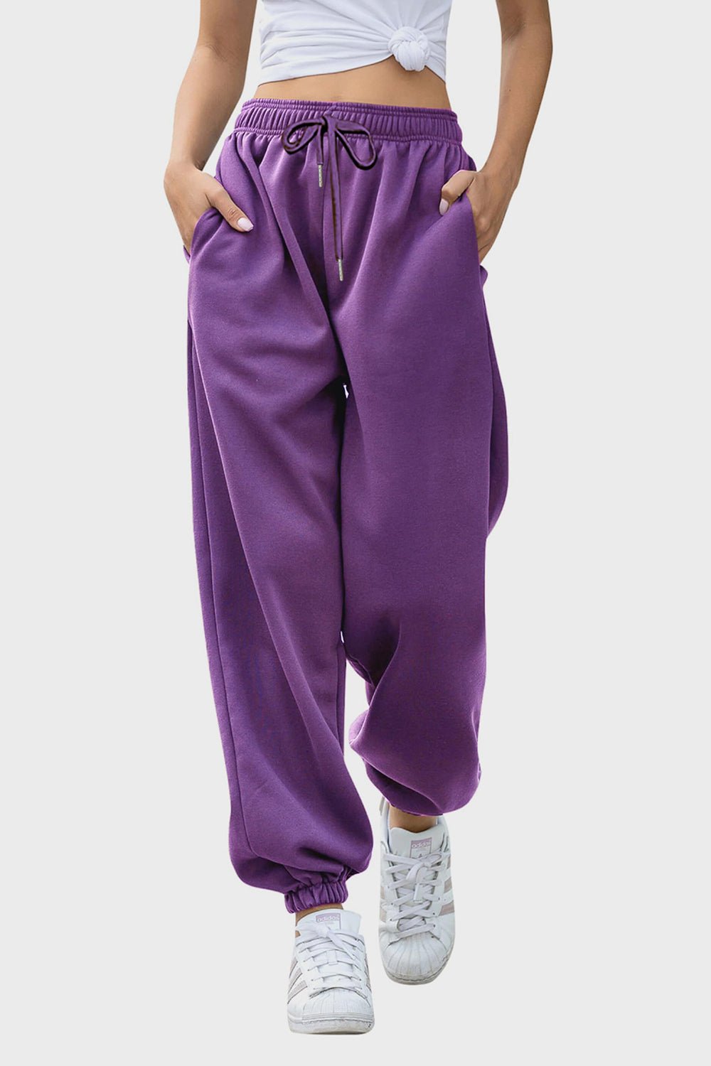 Elastic Waist Joggers with Pockets - OMG! Rose