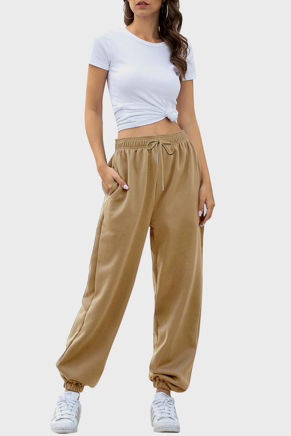 Elastic Waist Joggers with Pockets - OMG! Rose