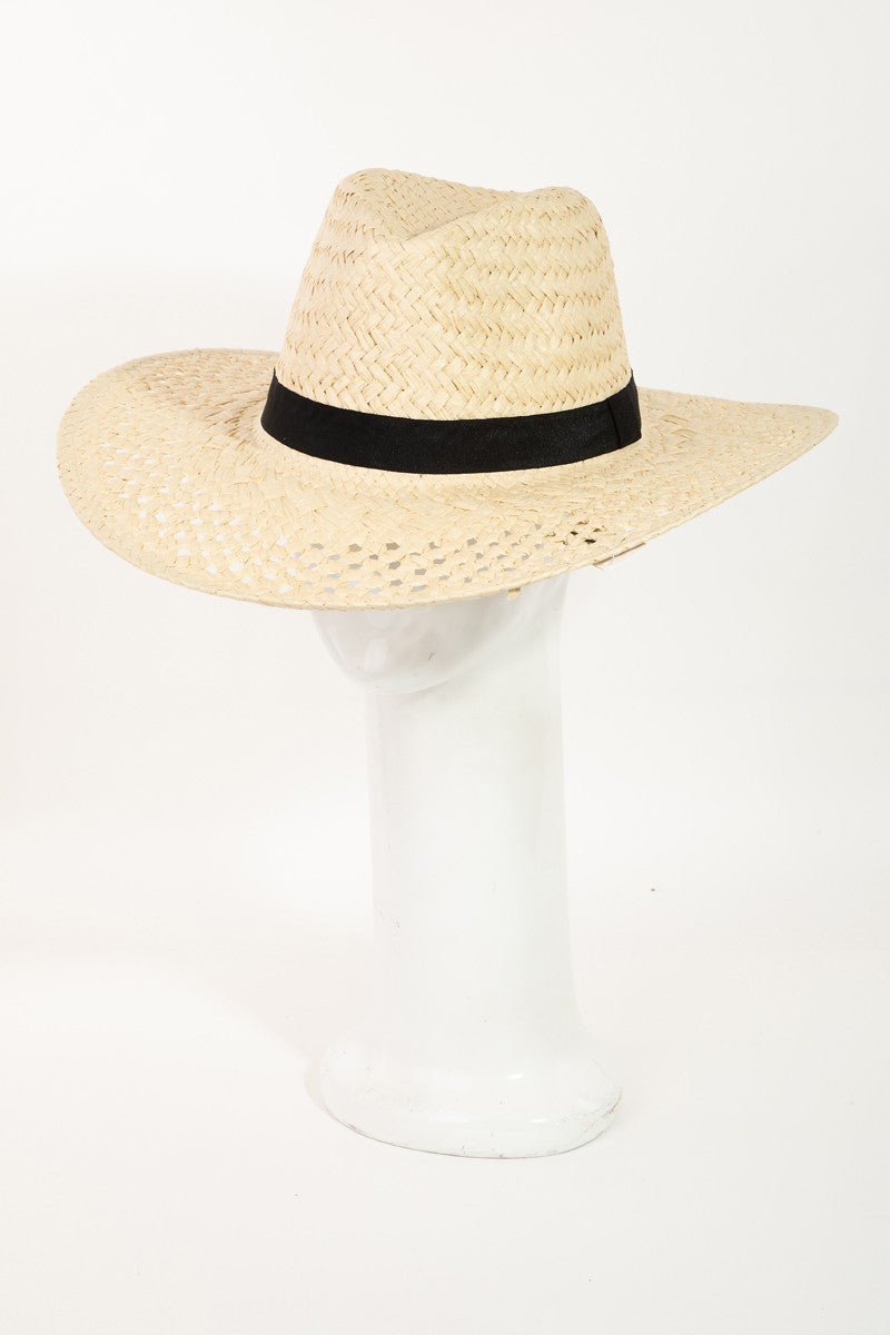 Fame Basket Weave Straw Sun Hat - OMG! Rose