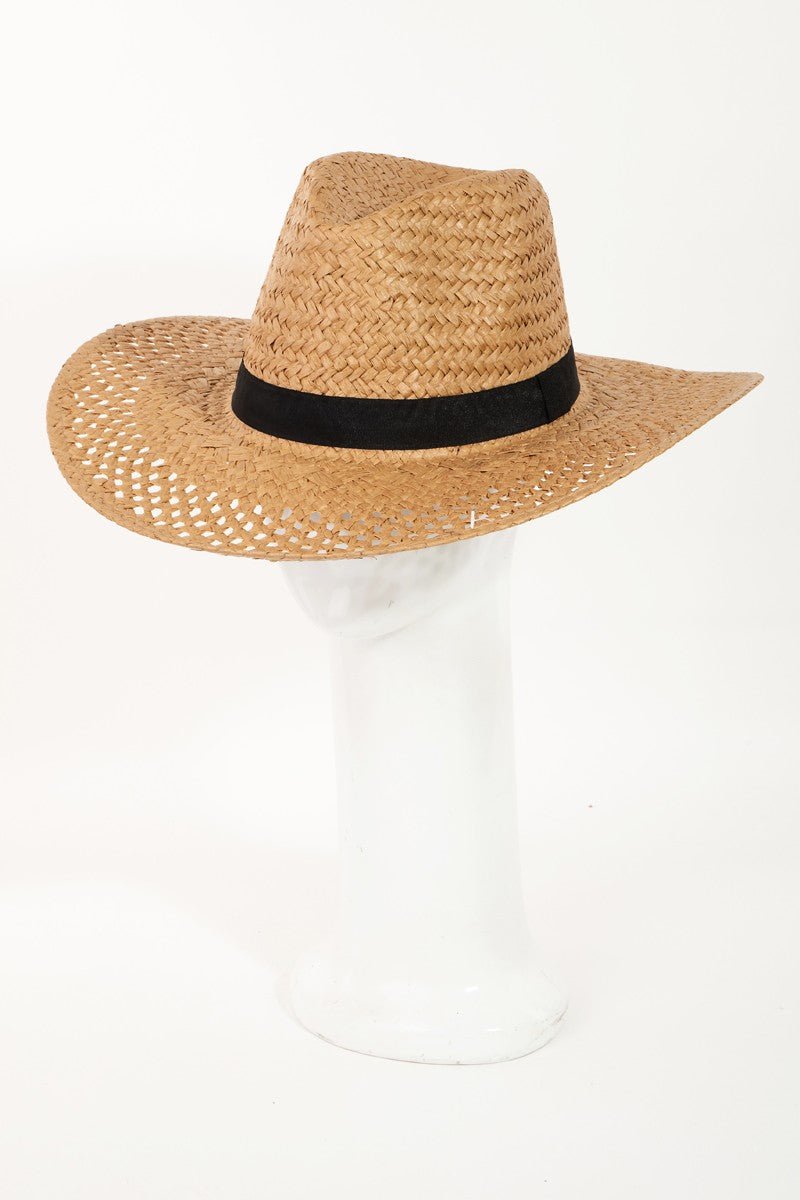 Fame Basket Weave Straw Sun Hat - OMG! Rose