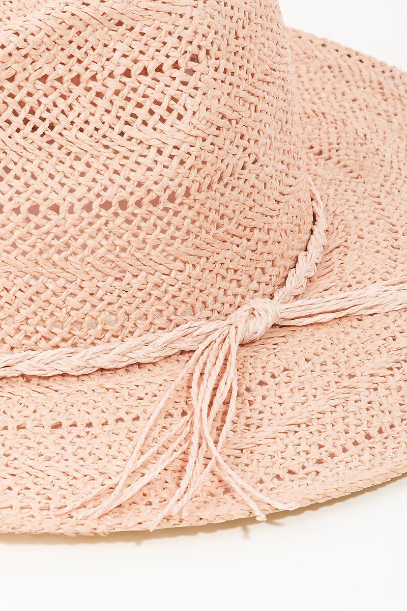 Fame Braided Rope Straw Hat - OMG! Rose