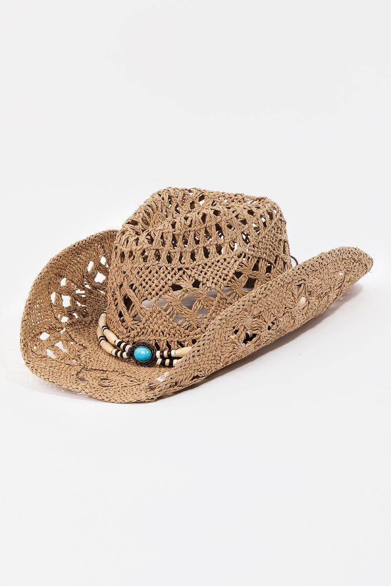 Fame Cutout Strap Weave Straw Hat - OMG! Rose
