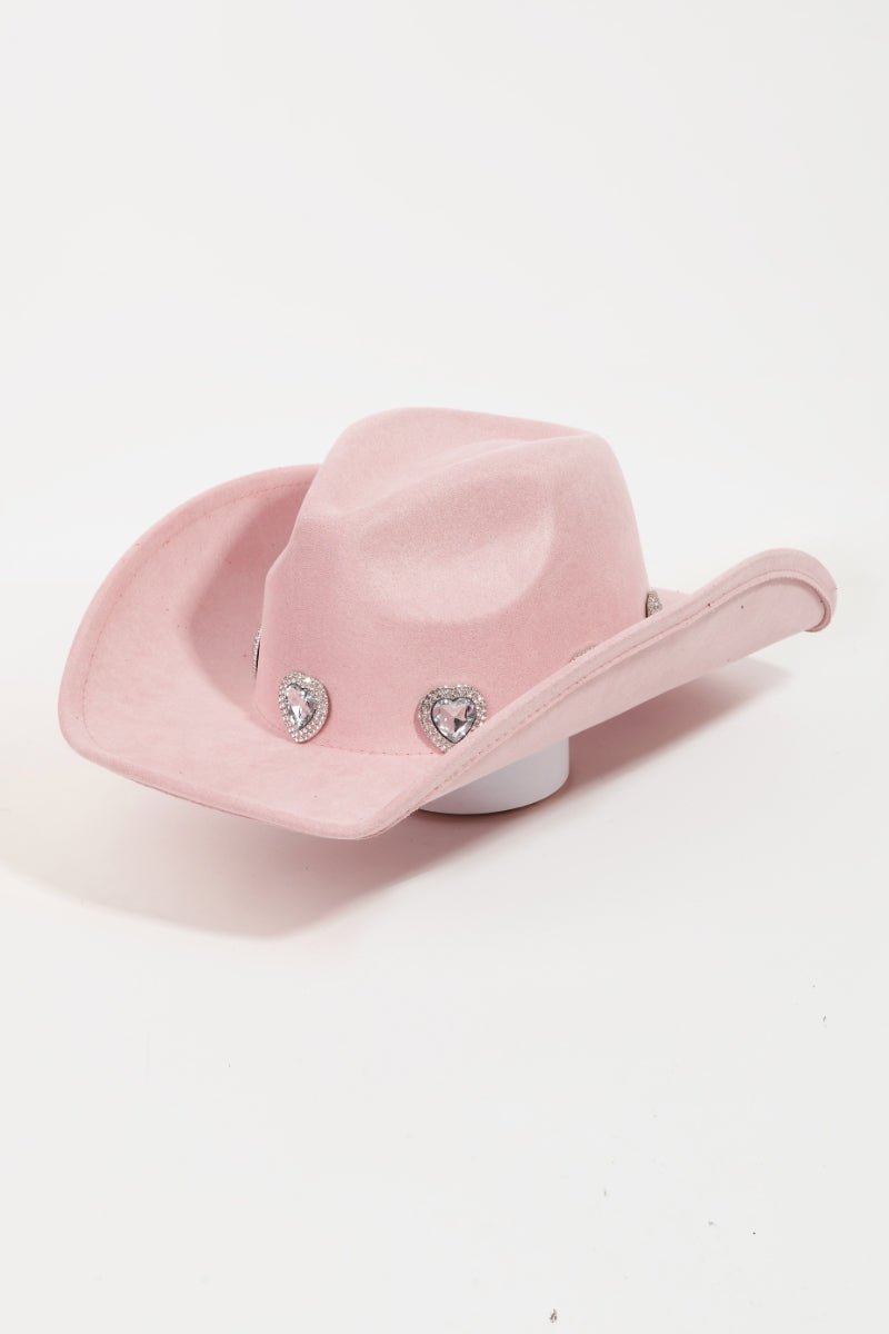 Fame Rhinestone Pave Heart Cowboy Hat - OMG! Rose