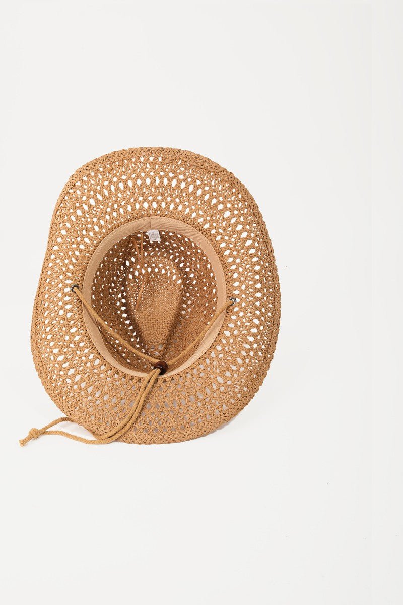 Fame Rope Strap Straw Braided Hat - OMG! Rose