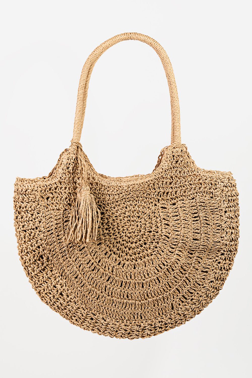Fame Straw Braided Tote Bag with Tassel - OMG! Rose