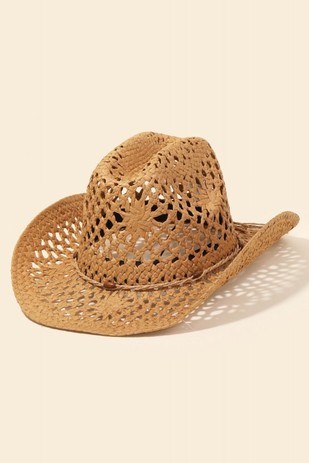 Fame Straw Weave Rope Ribbon Cowboy Hat - OMG! Rose