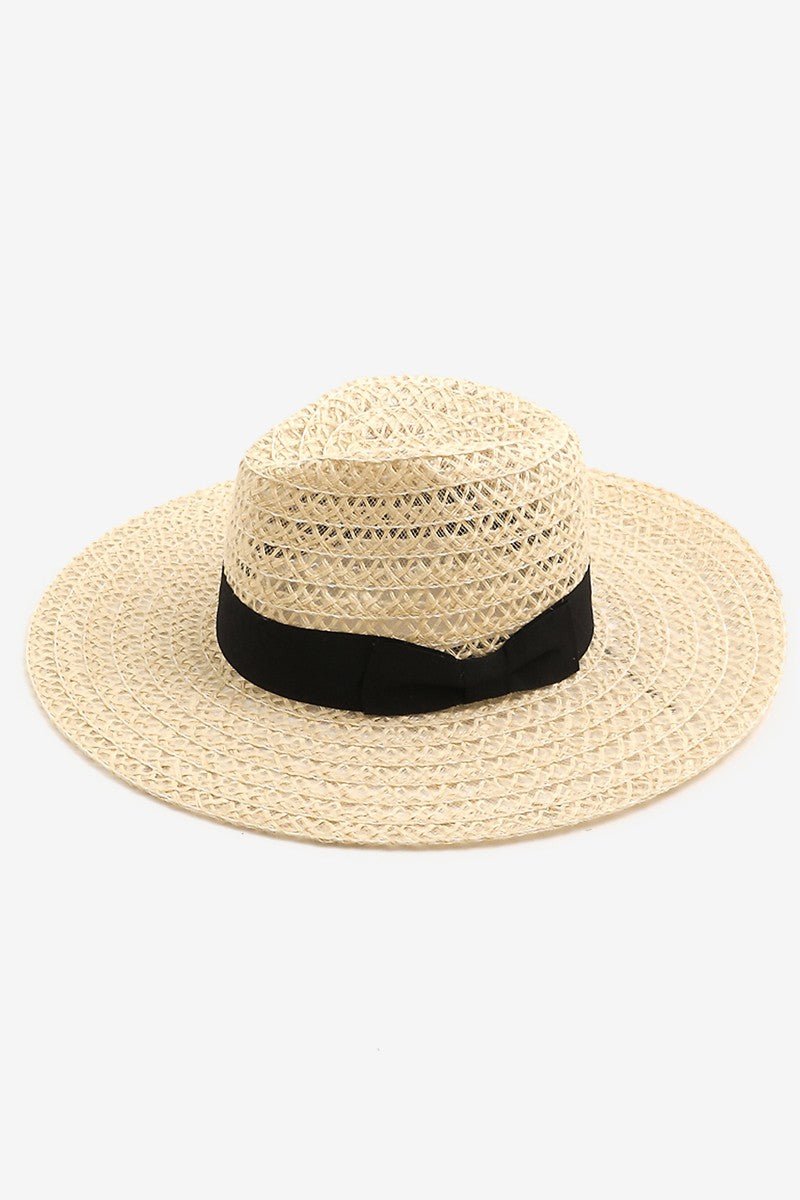 Fame Wide Brim Straw Weave Sun Hat - OMG! Rose
