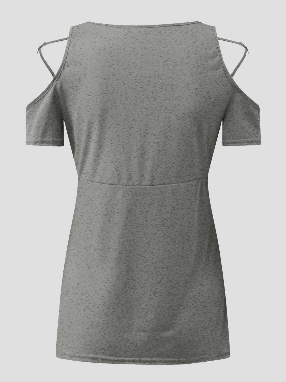 Full Size Crisscross Cold Shoulder Short Sleeve T - Shirt - OMG! Rose