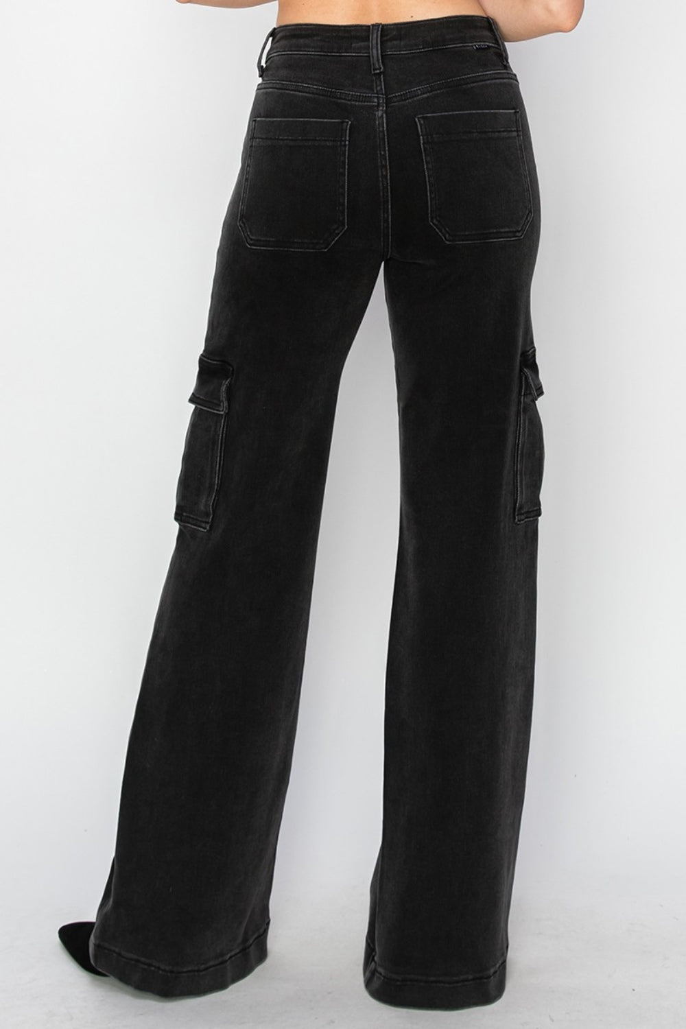 Full Size High Rise Wide Leg Cargo Jeans - OMG! Rose