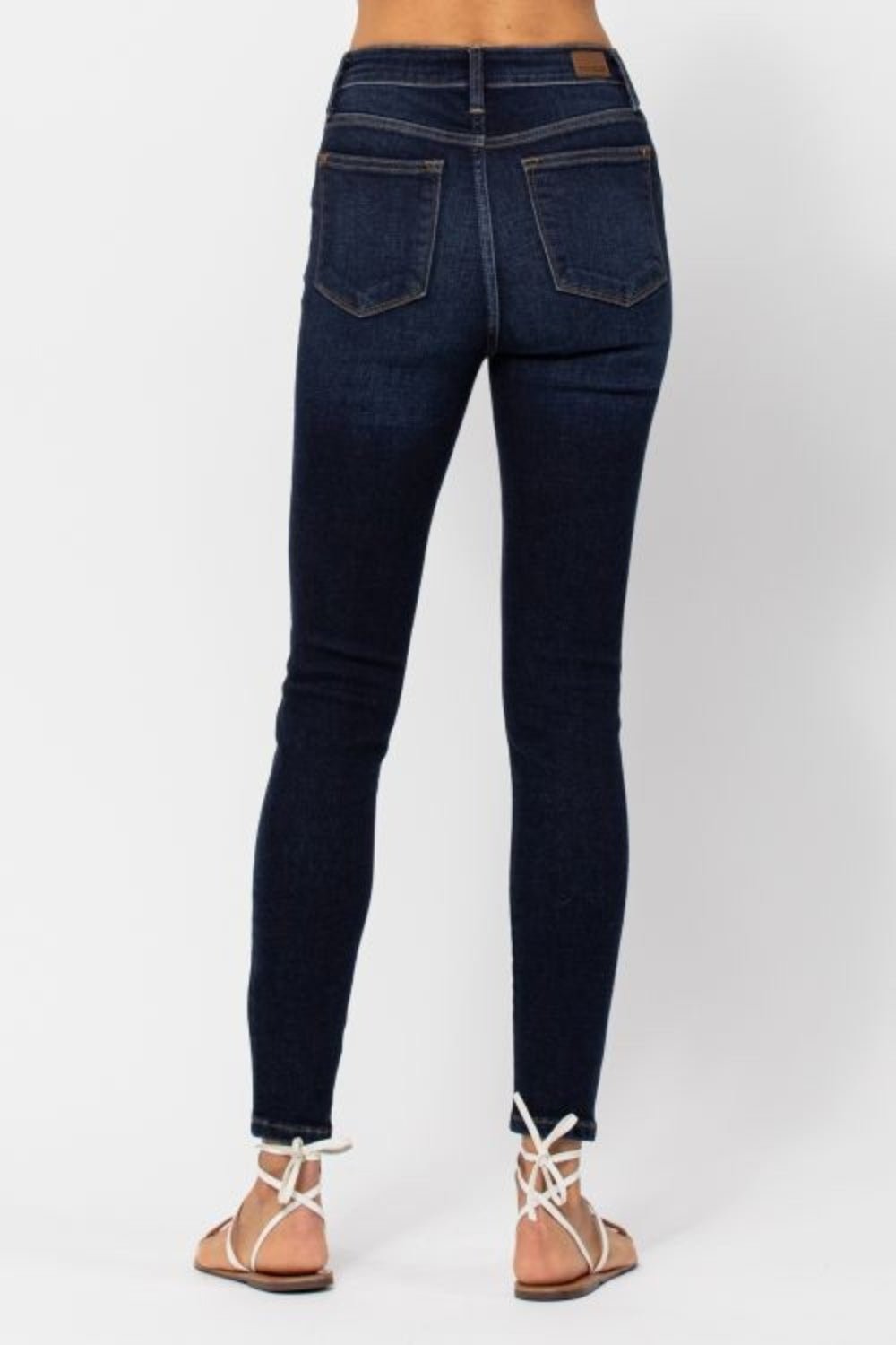 Full Size High Waist Handsand Skinny Jeans - OMG! Rose