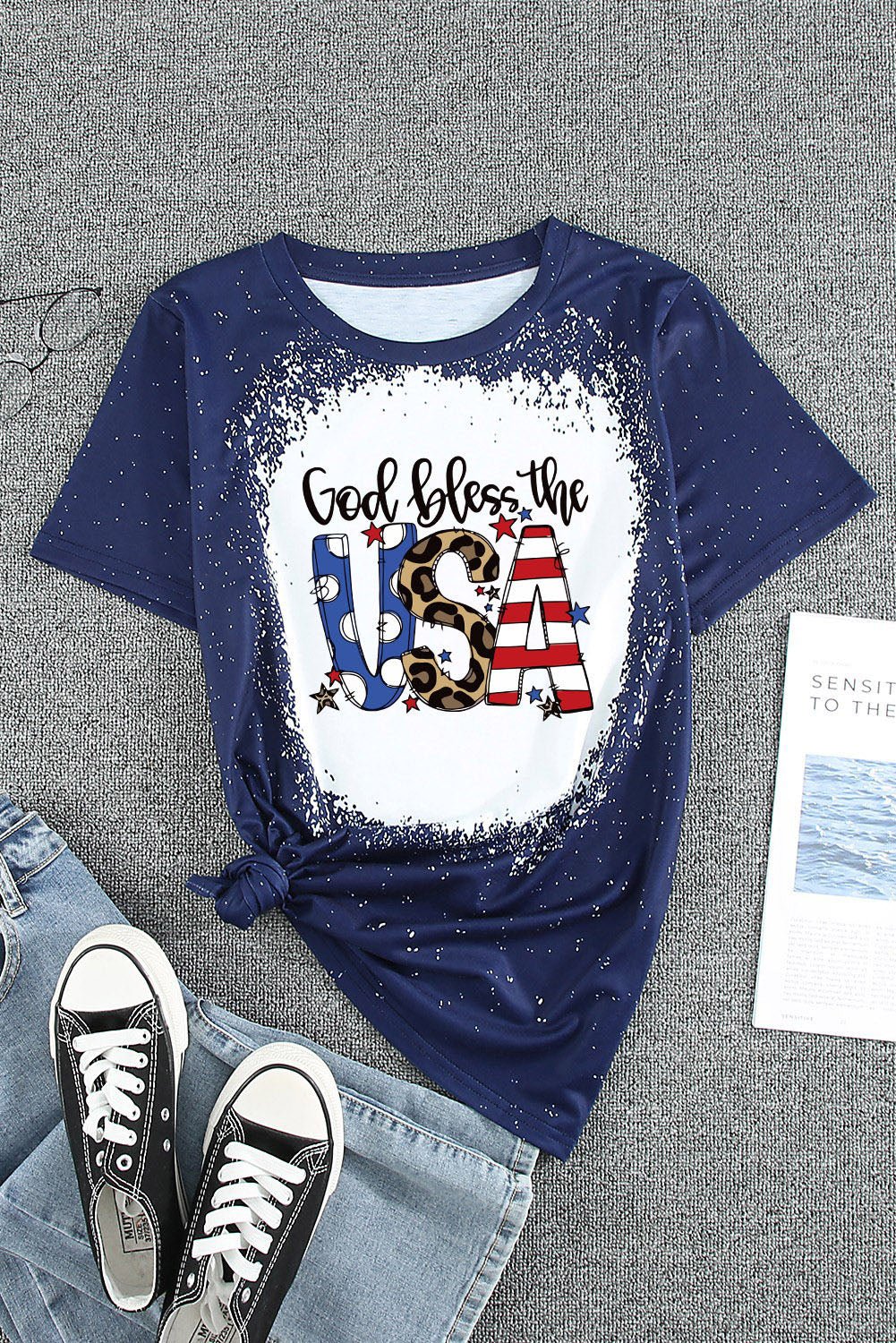 GOD BLESS THE USA Printed Tee Shirt - OMG! Rose