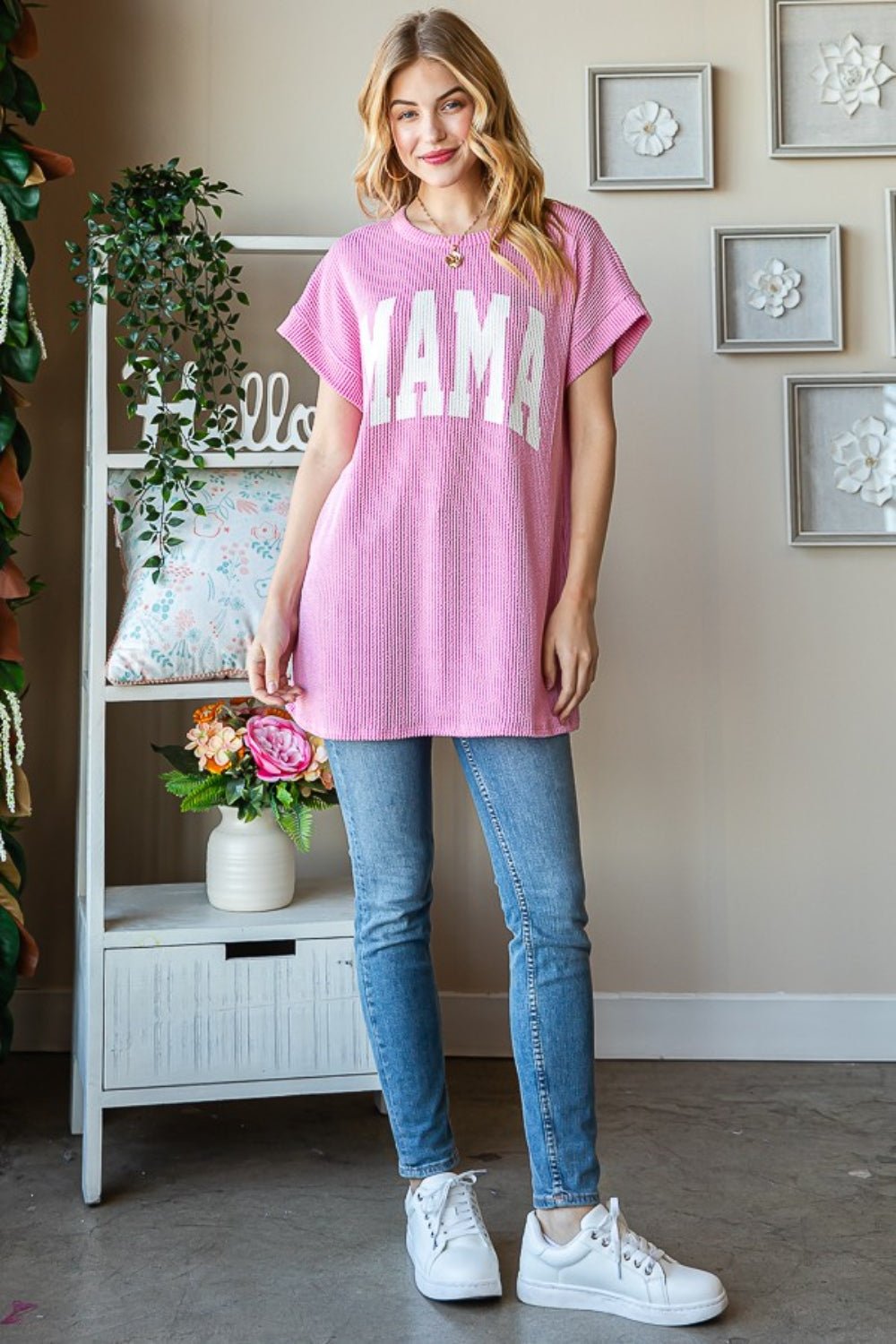 Heimish Full Size Letter Graphic Short Sleeve T-Shirt - OMG! Rose