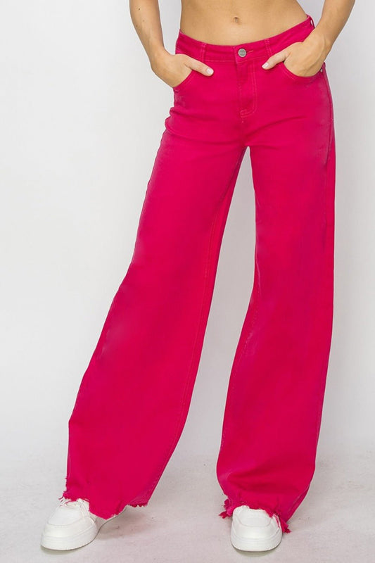 High Rise Wide Leg Jeans - OMG! Rose