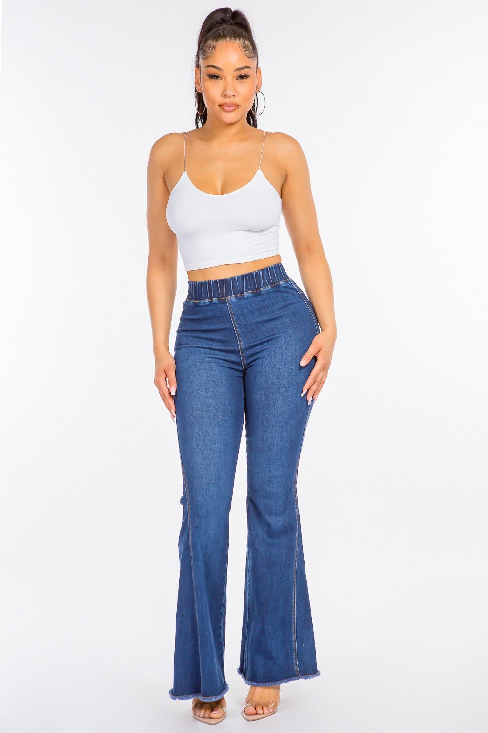 High Waist Curvy Flare Jeans - OMG! Rose