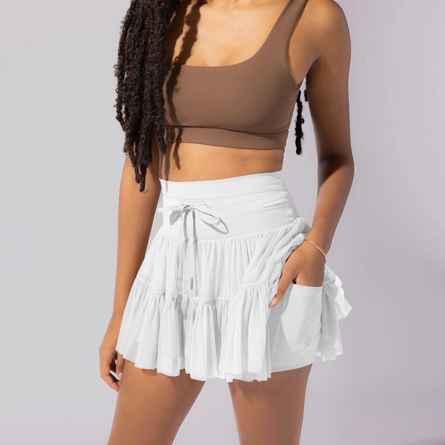 High Waist Pleated Sports Skirt - OMG! Rose