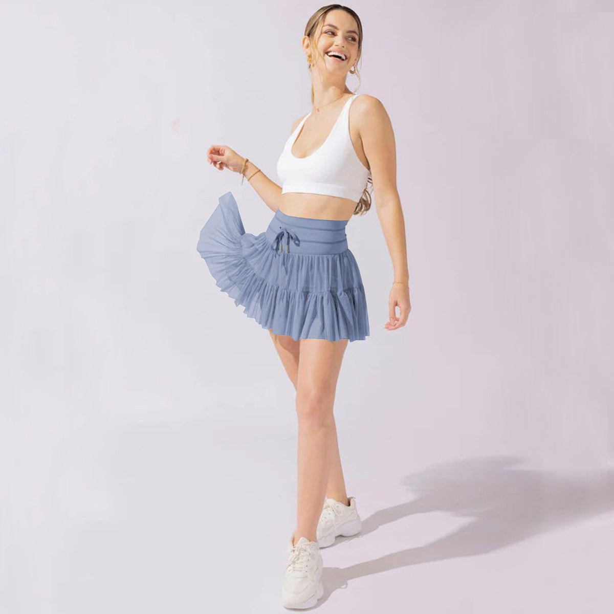 High Waist Pleated Sports Skirt - OMG! Rose