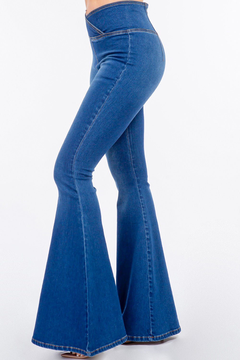 High Waist Pull On Flare Jeans - OMG! Rose