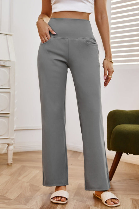 High Waist Wide Leg Pants with Pockets - OMG! Rose