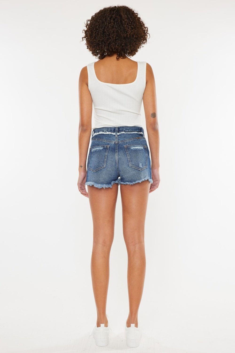 Kancan Distressed Button Fly Denim Shorts - OMG! Rose