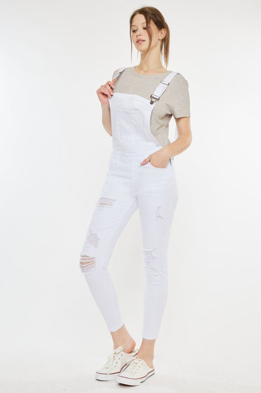 Kancan Distressed Skinny Denim Overalls - OMG! Rose