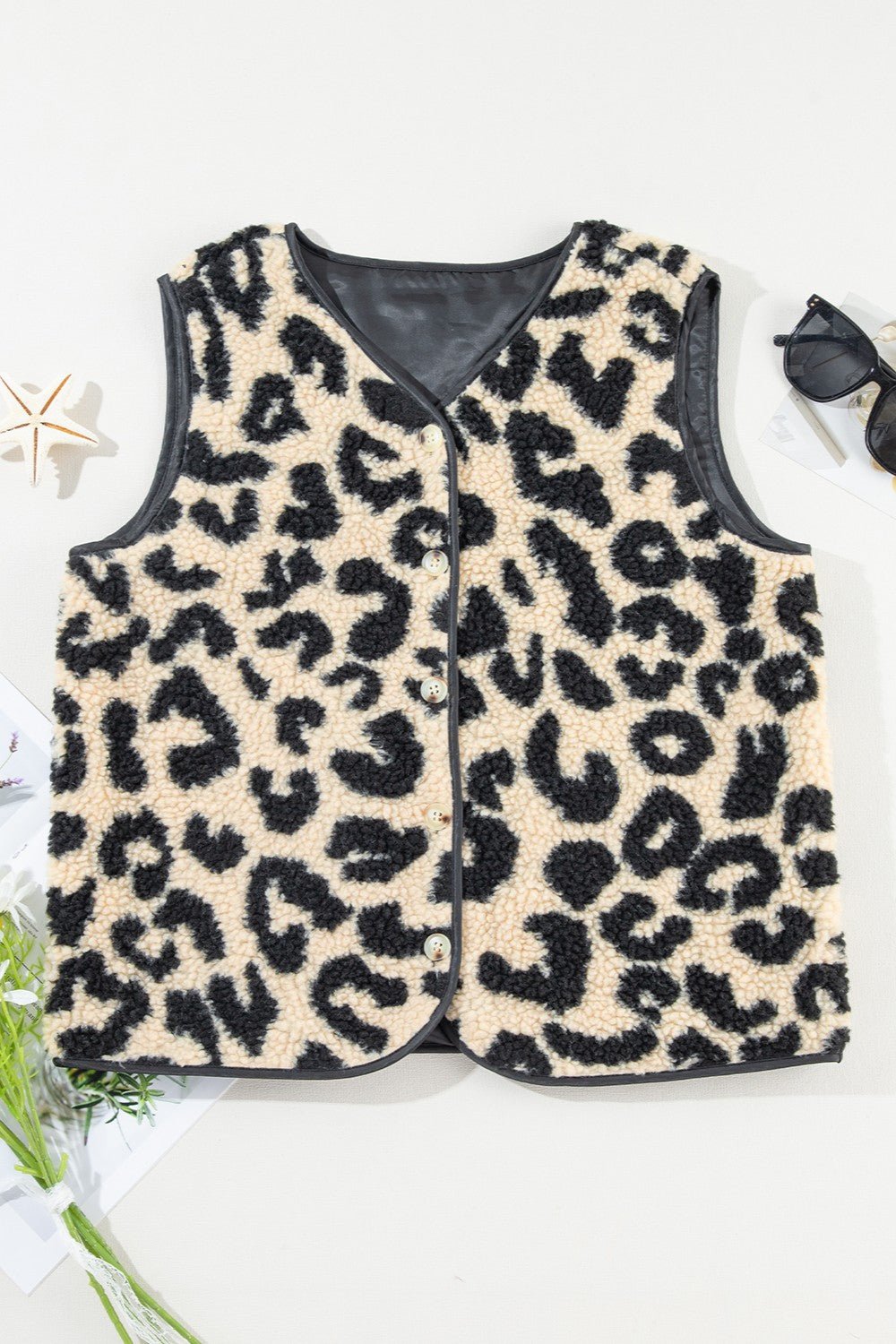 Leopard Button Up Vest Coat - OMG! Rose