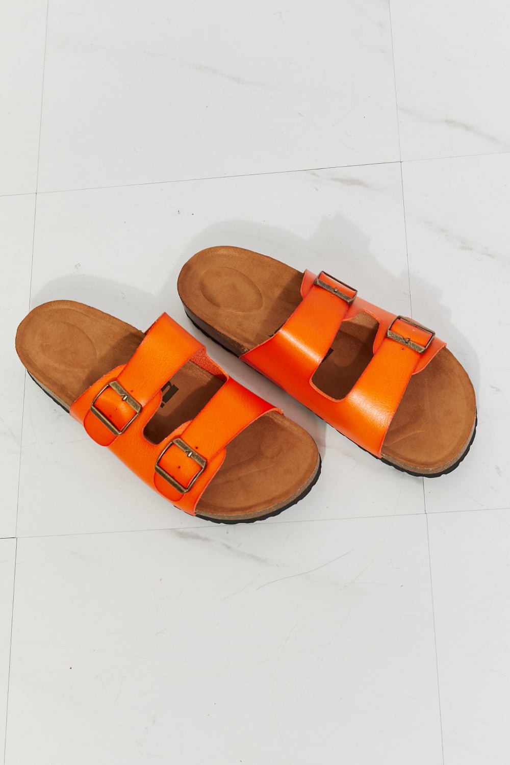 MMShoes Feeling Alive Double Banded Slide Sandals in Orange - OMG! Rose