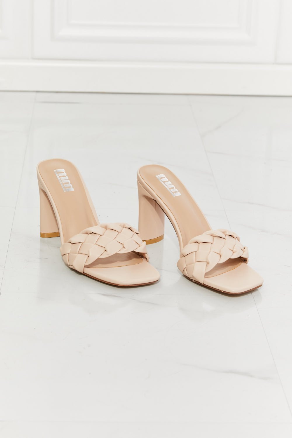 MMShoes Top of the World Braided Block Heel Sandals in Beige - OMG! Rose