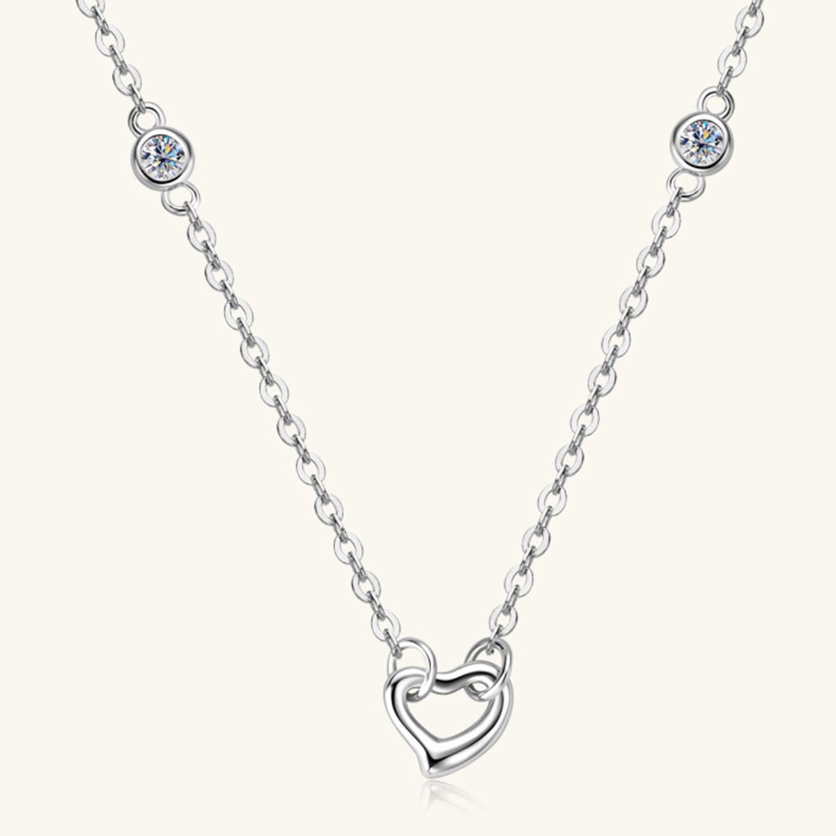 Moissanite 925 Sterling Silver Heart Necklace - OMG! Rose