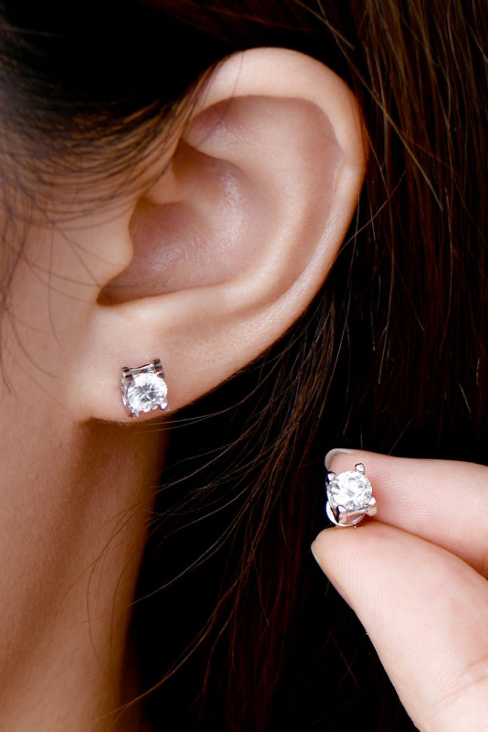 Moissanite 925 Sterling Silver Stud Earrings - OMG! Rose