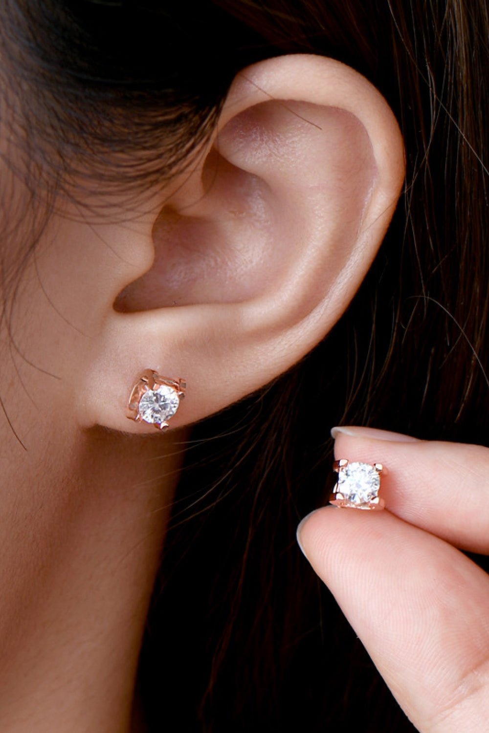 Moissanite 925 Sterling Silver Stud Earrings - OMG! Rose