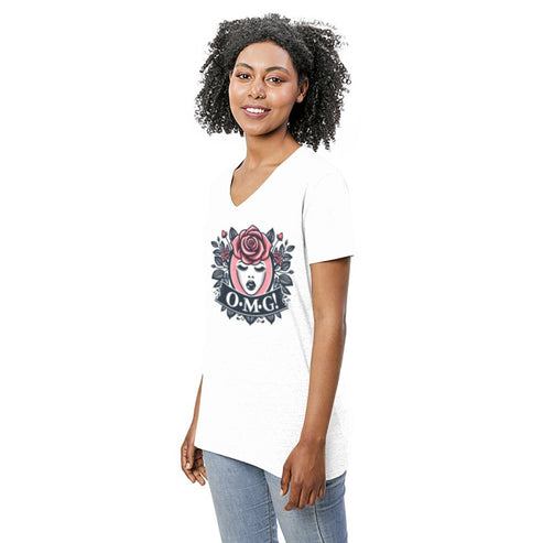 OMG! Rose Signature Women's Tri-Blend V-Neck T-Shirt