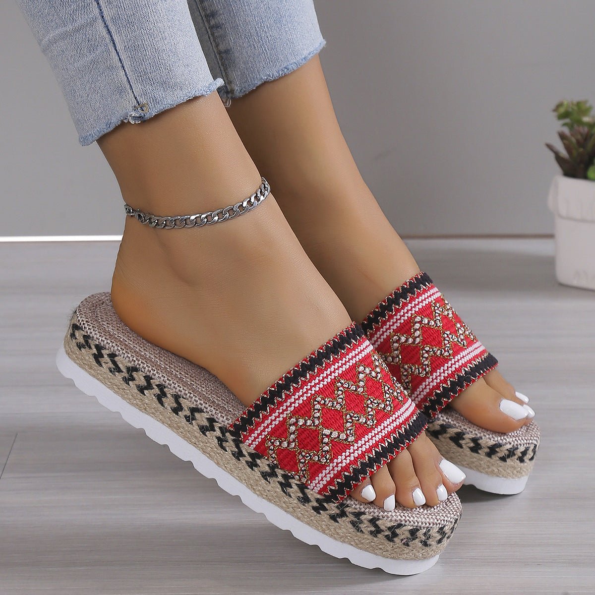 Open Toe Platform Sandals - OMG! Rose