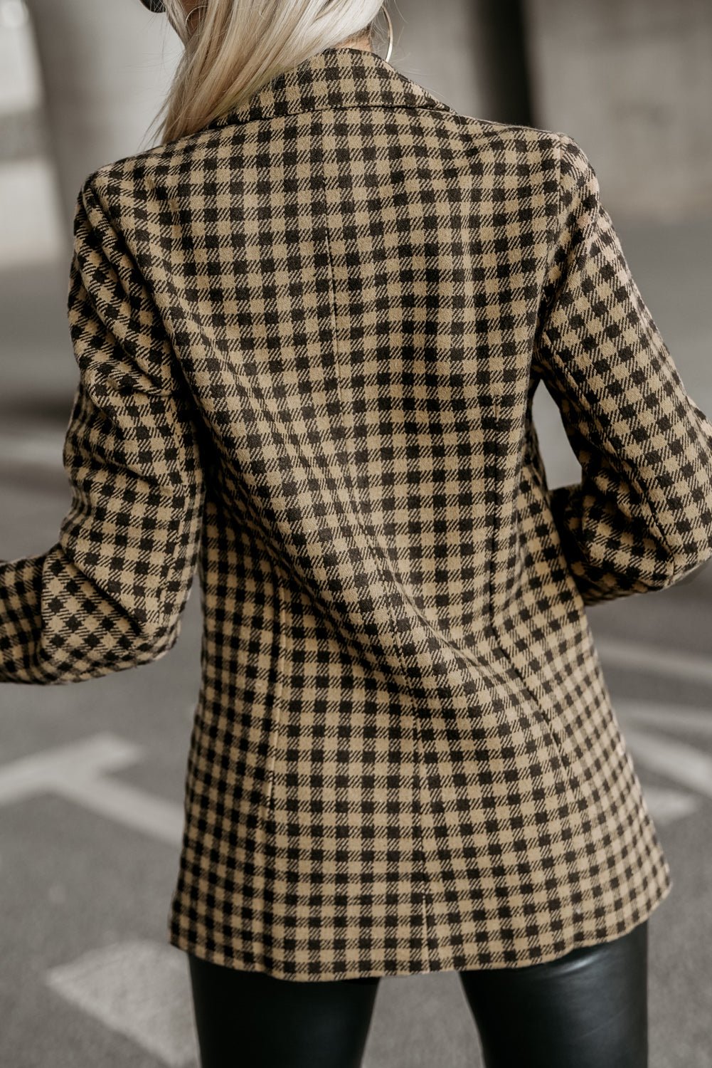 Plaid Long Sleeve Blazer - OMG! Rose