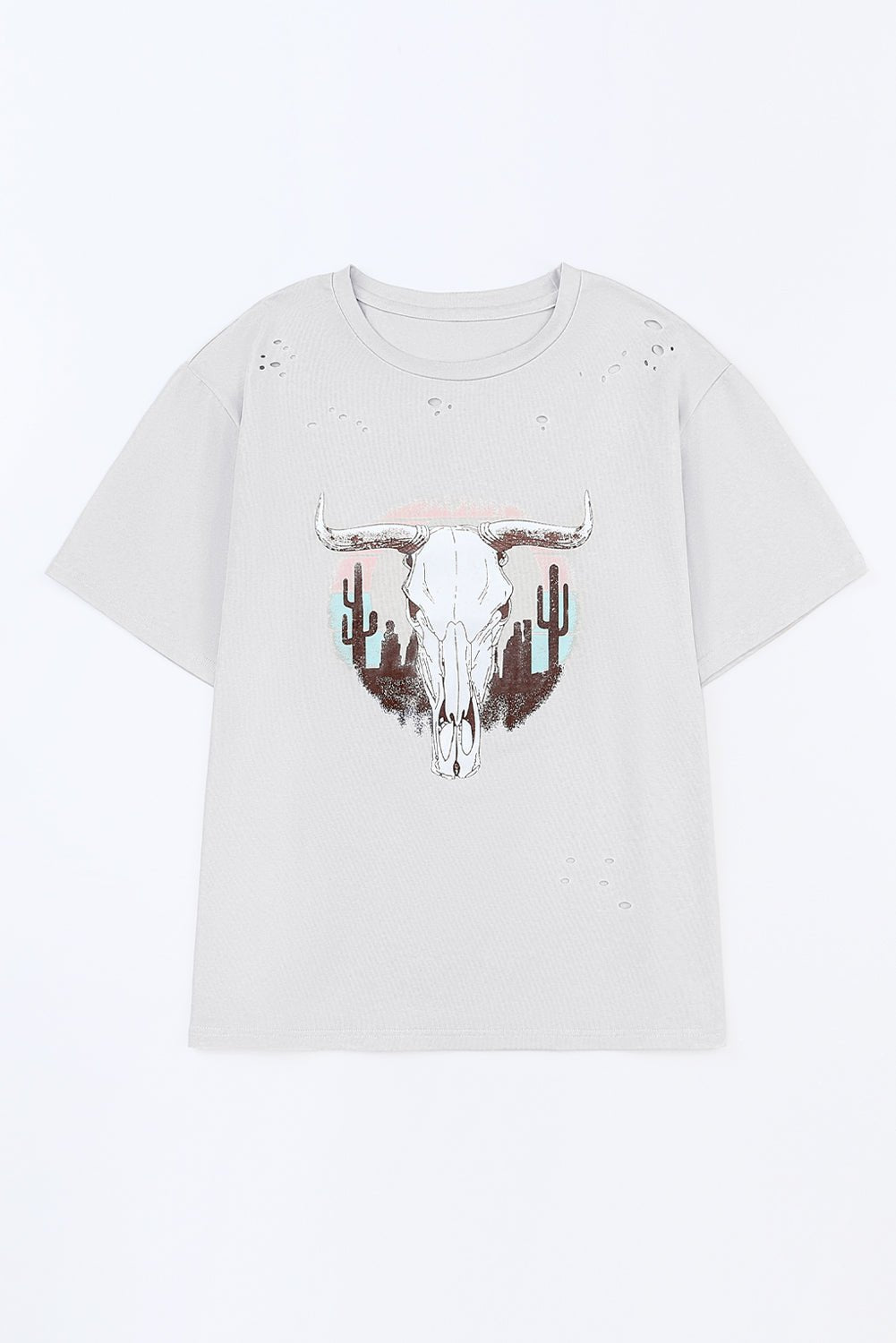 Plus Size Animal Graphic Distressed Tee Shirt - OMG! Rose