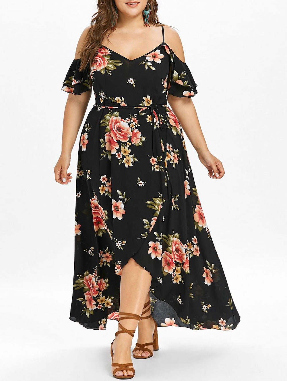 Plus Size Bohemian Ruffled Dress - OMG! Rose