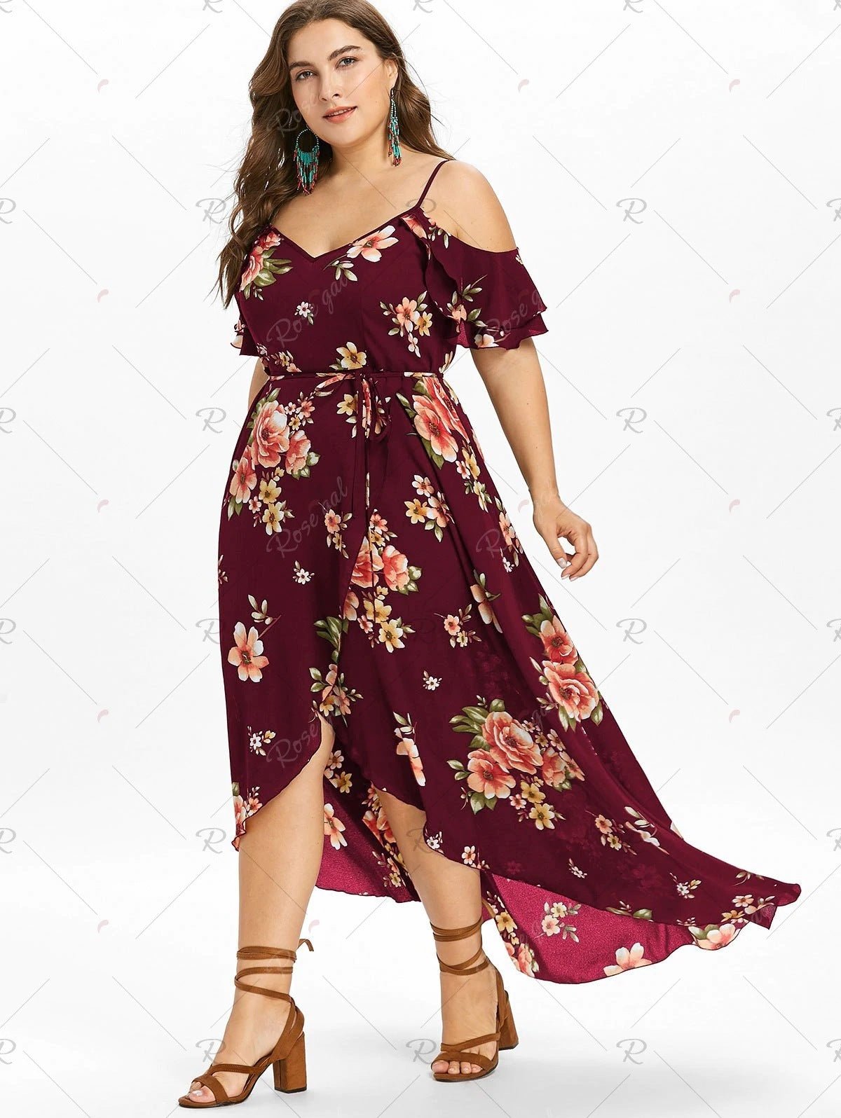 Plus Size Bohemian Ruffled Dress - OMG! Rose