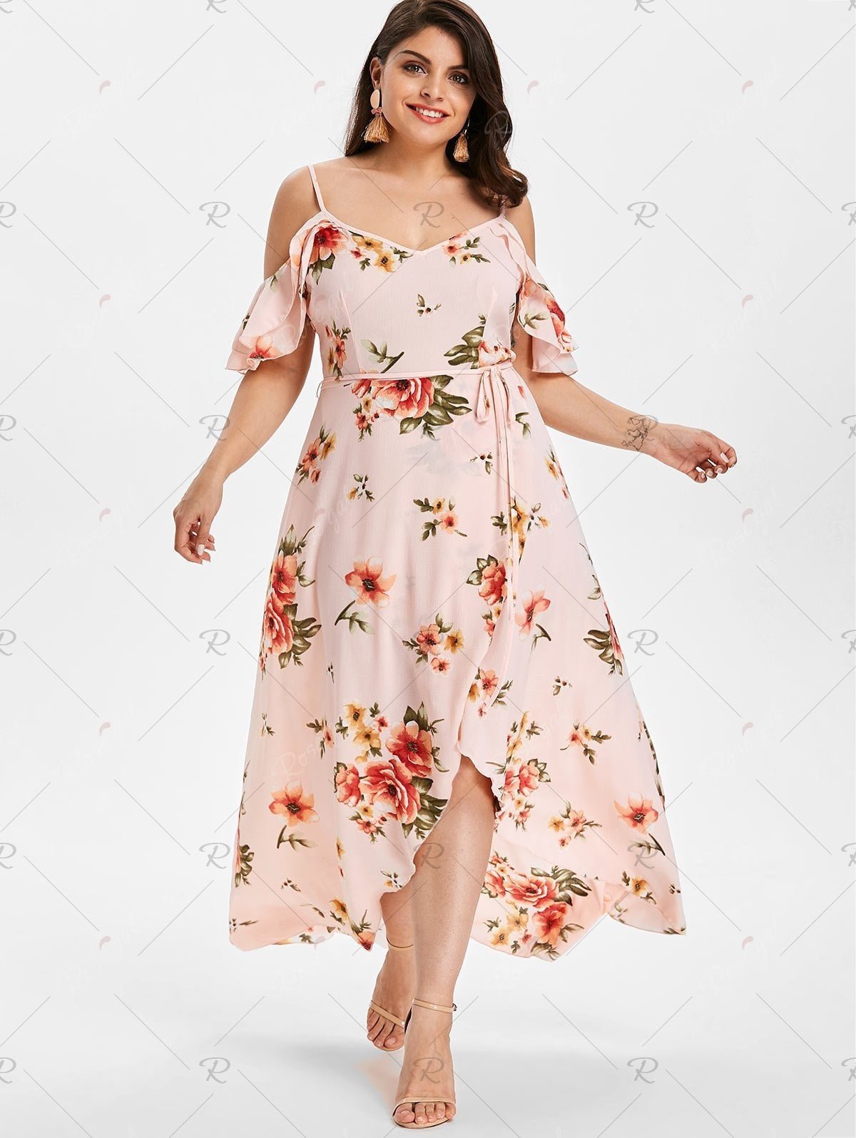 Plus Size Bohemian Ruffled Dress - OMG! Rose