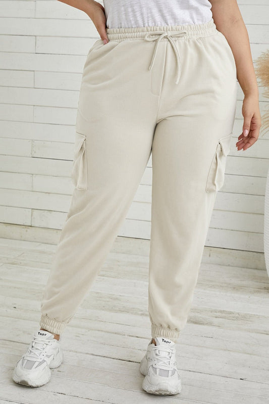 Plus Size Elastic Waist Joggers with Pockets - OMG! Rose