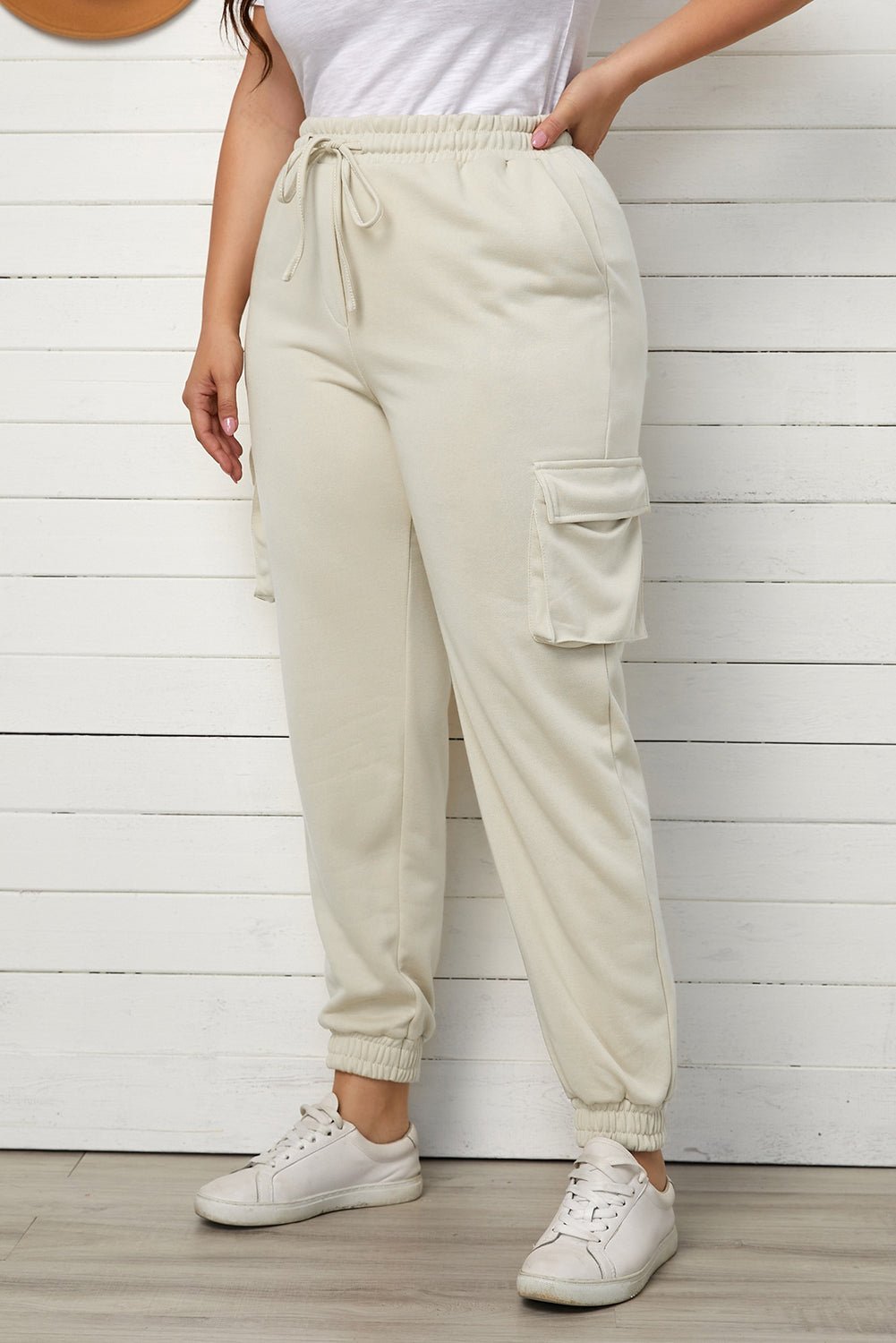 Plus Size Elastic Waist Joggers with Pockets - OMG! Rose