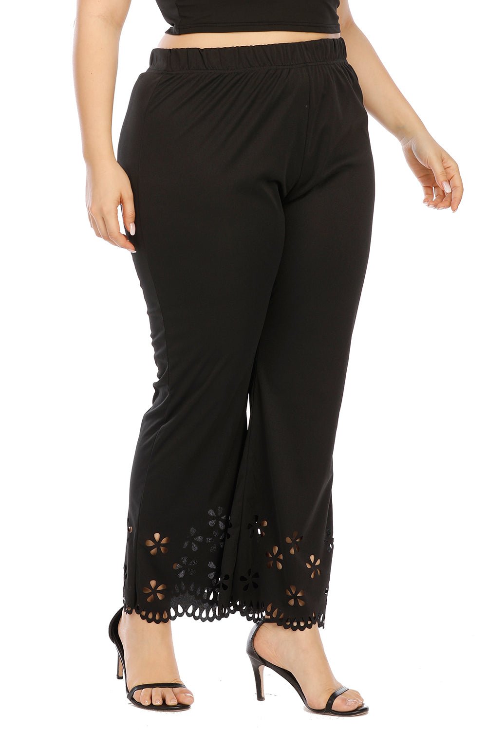 Plus Size Openwork Detail Pants - OMG! Rose